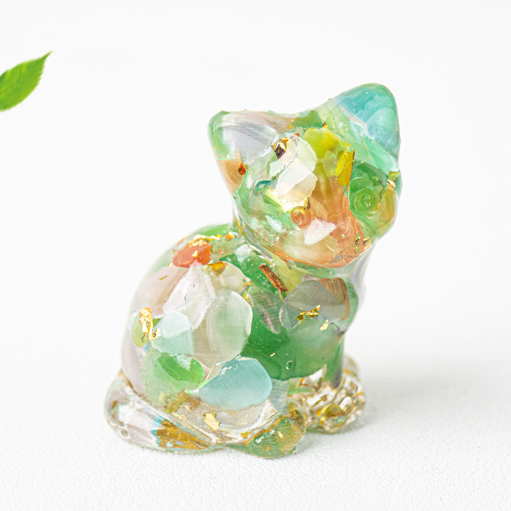 Wholesale Natural crystal gravel cute cat ornaments